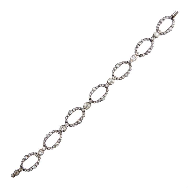 Diamond openwork oval cluster bracelet